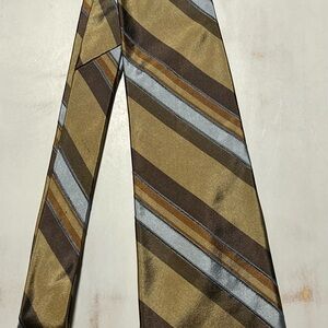 J. Crew Gold and Brown Striped Silk Tie
